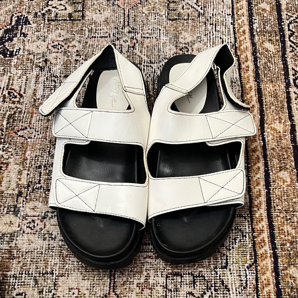 Nasty Gal Black and White Velcro  Sandals